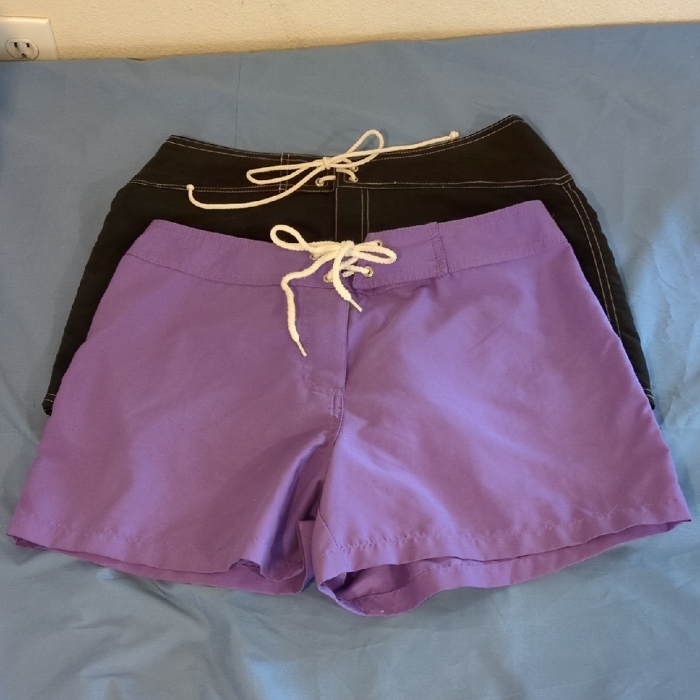Women's Swim Board Shorts in Purple and Black Sz 6